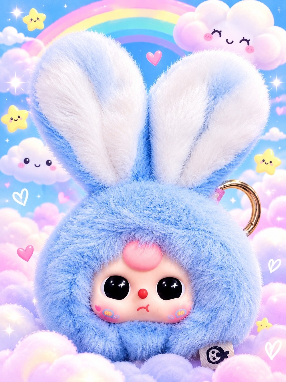 BABY THREE Petite Macaron Plush Keychain Bag Charm - Baby Blue 🩵